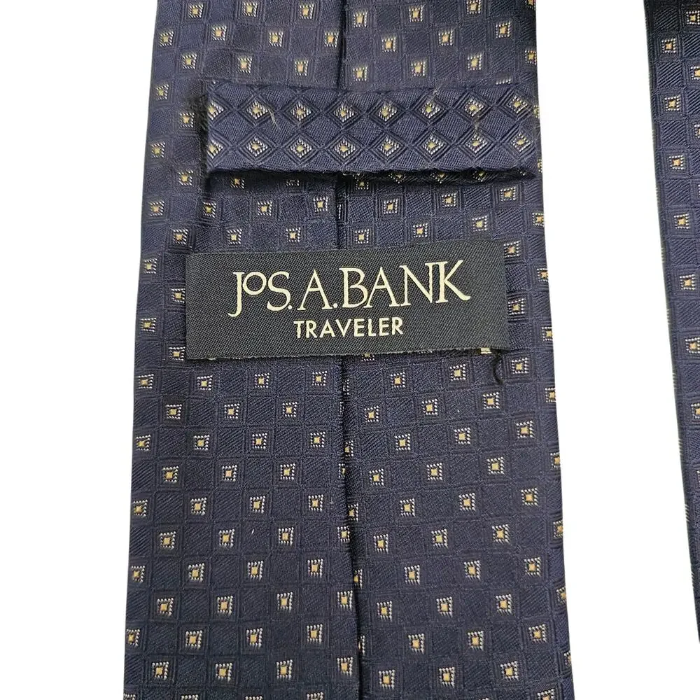 Jos. A. Bank Traveler Blue Geometric Silk Classic Tie 58.5